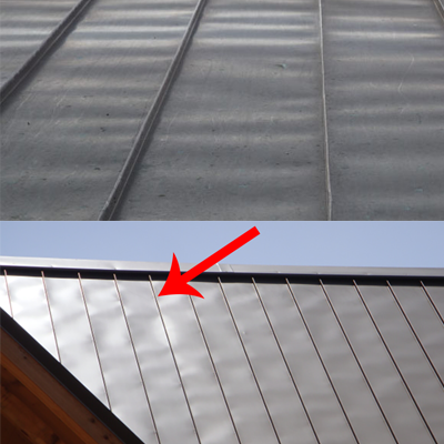 Oil canning on metal roofing