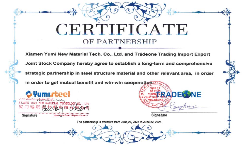 Сертификат партнерства-Юмистил