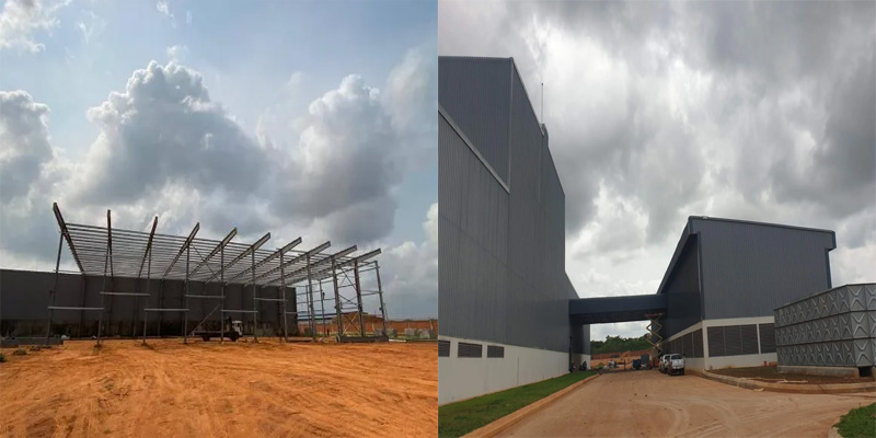 Steel building with aluminum metal claddings