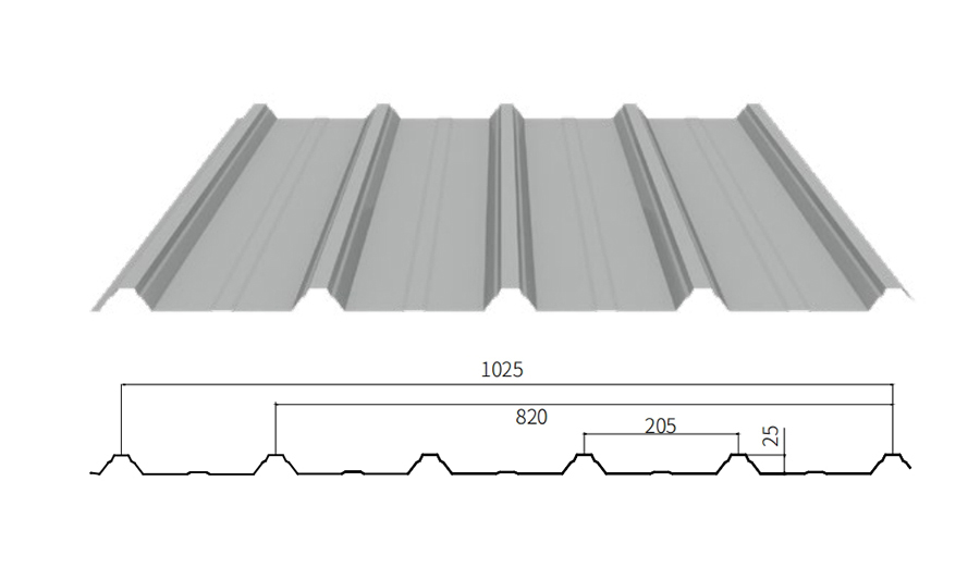 YX25-205-820(1025) Corrugated Sheet