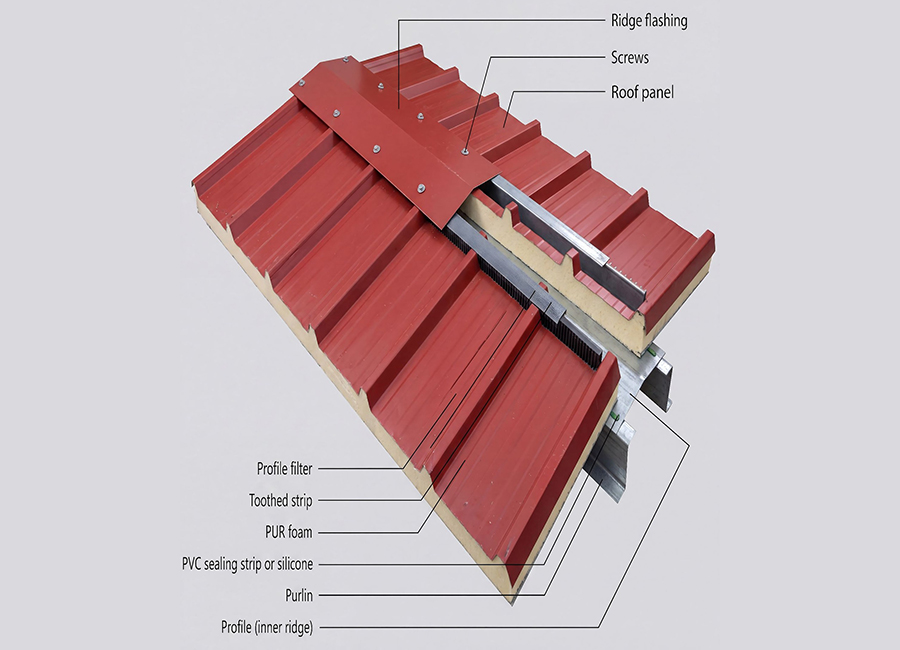 Roof sandwich panels installation Roof sandwich panels installation
