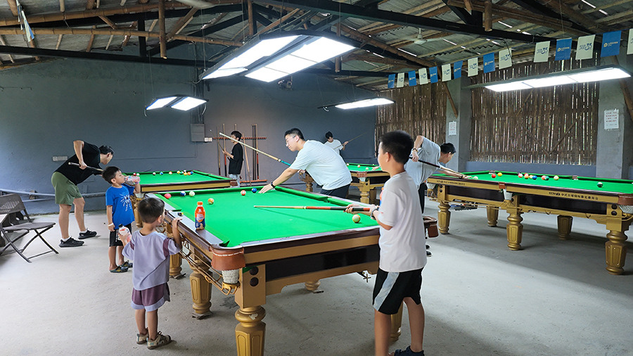 Playing billiards Playing billiards